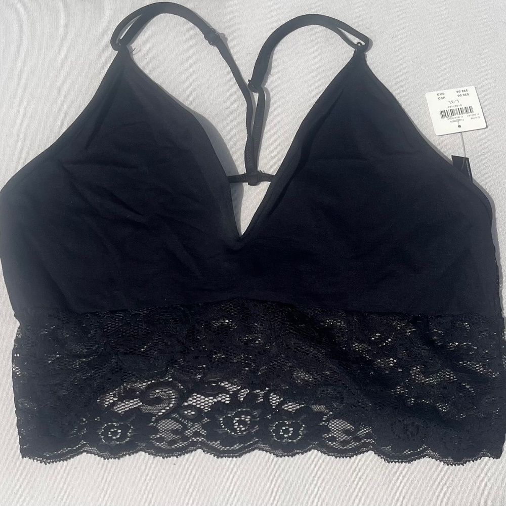 BY ANTHROPOLOGIE SEAMLESS T-BACK LACE BRALETTE L/XL NWT